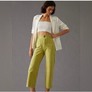 Anthropologie Pilcro The Skipper High Rise Crop Patch Pocket Pants Moss Size 26